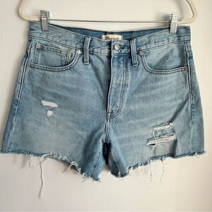Madewell Relaxed Mid-Length Denim Shorts Ripped Edition